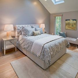 blackdog design/build/remodel attic bedroom with skylights hardwood floors vaulted ceiling